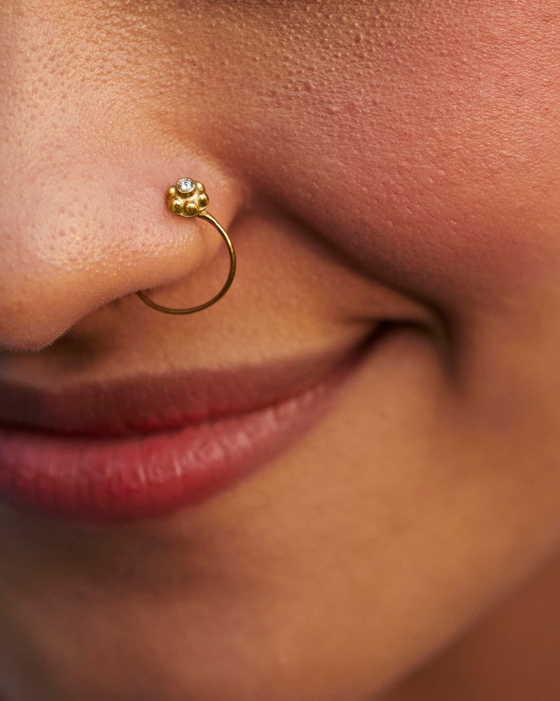 Peony Nose Pin - Gold