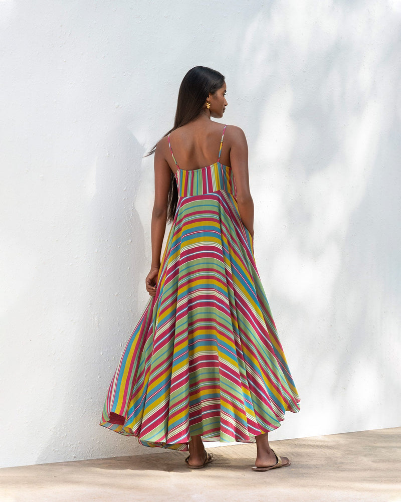 Long Strappy Dress- Multi Colour