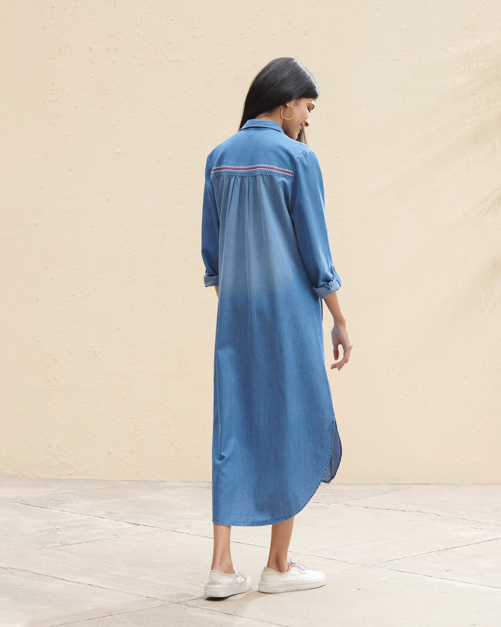 Pristine Long Shirt Dress - Light Blue