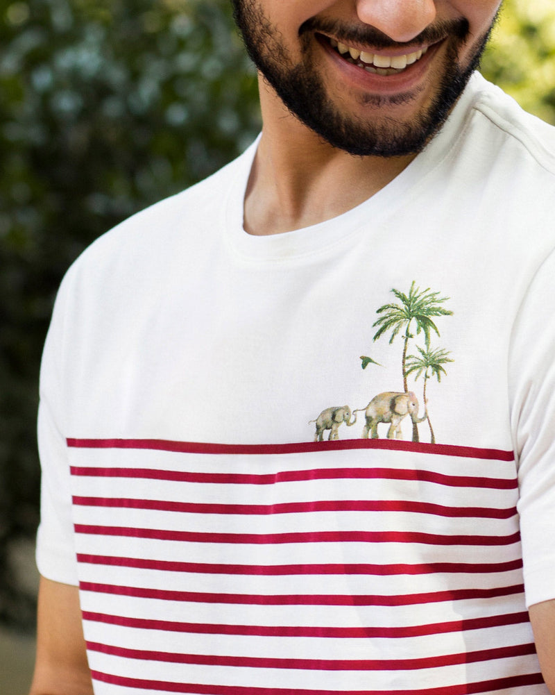 Marshy Land T-Shirt - White & Red