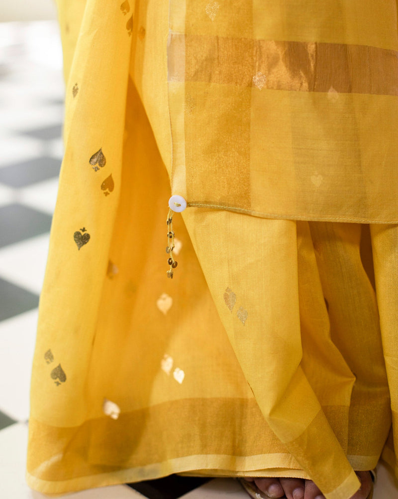 Paan leaf Sari - Yellow