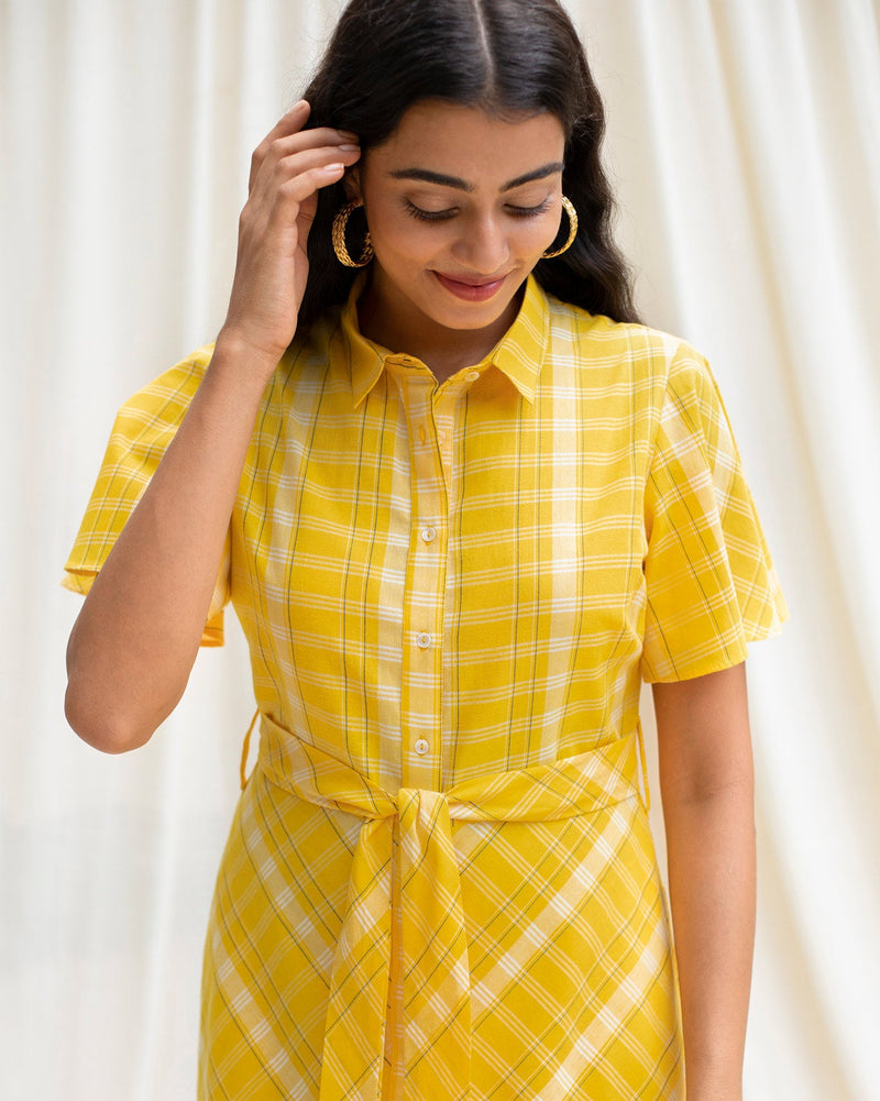 A-Line Shirt Dress - Yellow