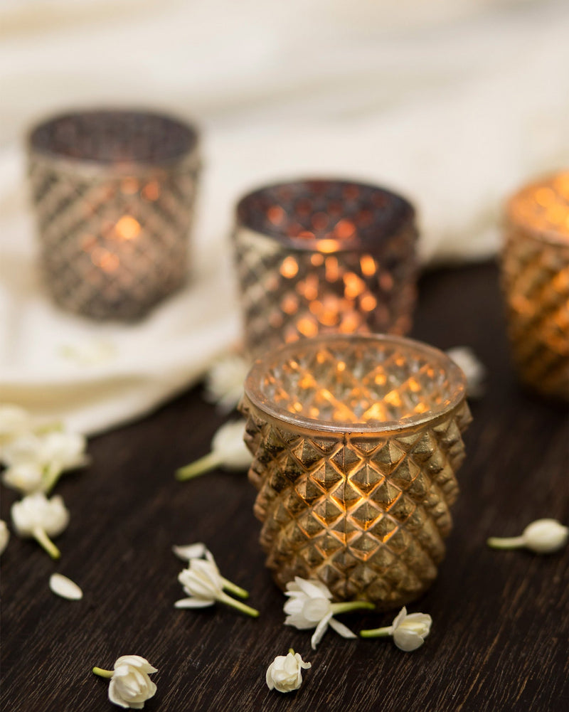 Charcoal and Gold Votive (Set of 4)