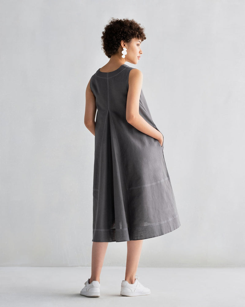 Strappy A-Line Dress - Charcoal