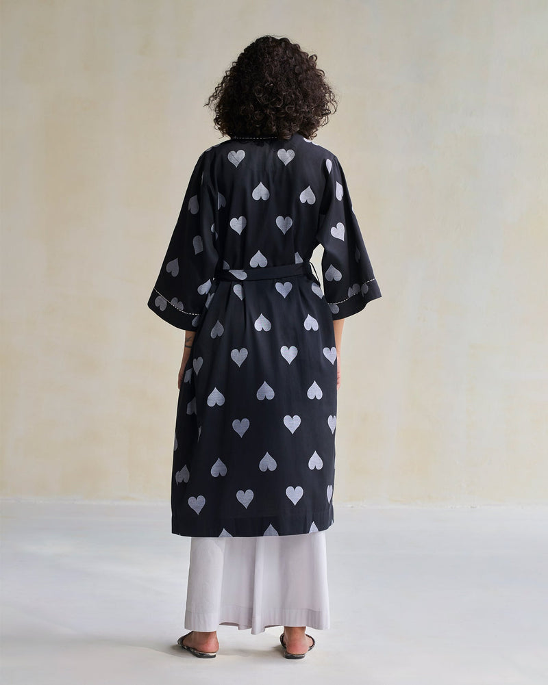 Longline Kimono - Black & Grey